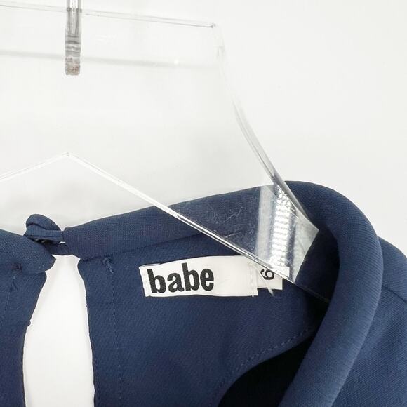 Babe NYC Silk Pocket Front Mini Dress 6 Blue - Picture 5 of 6